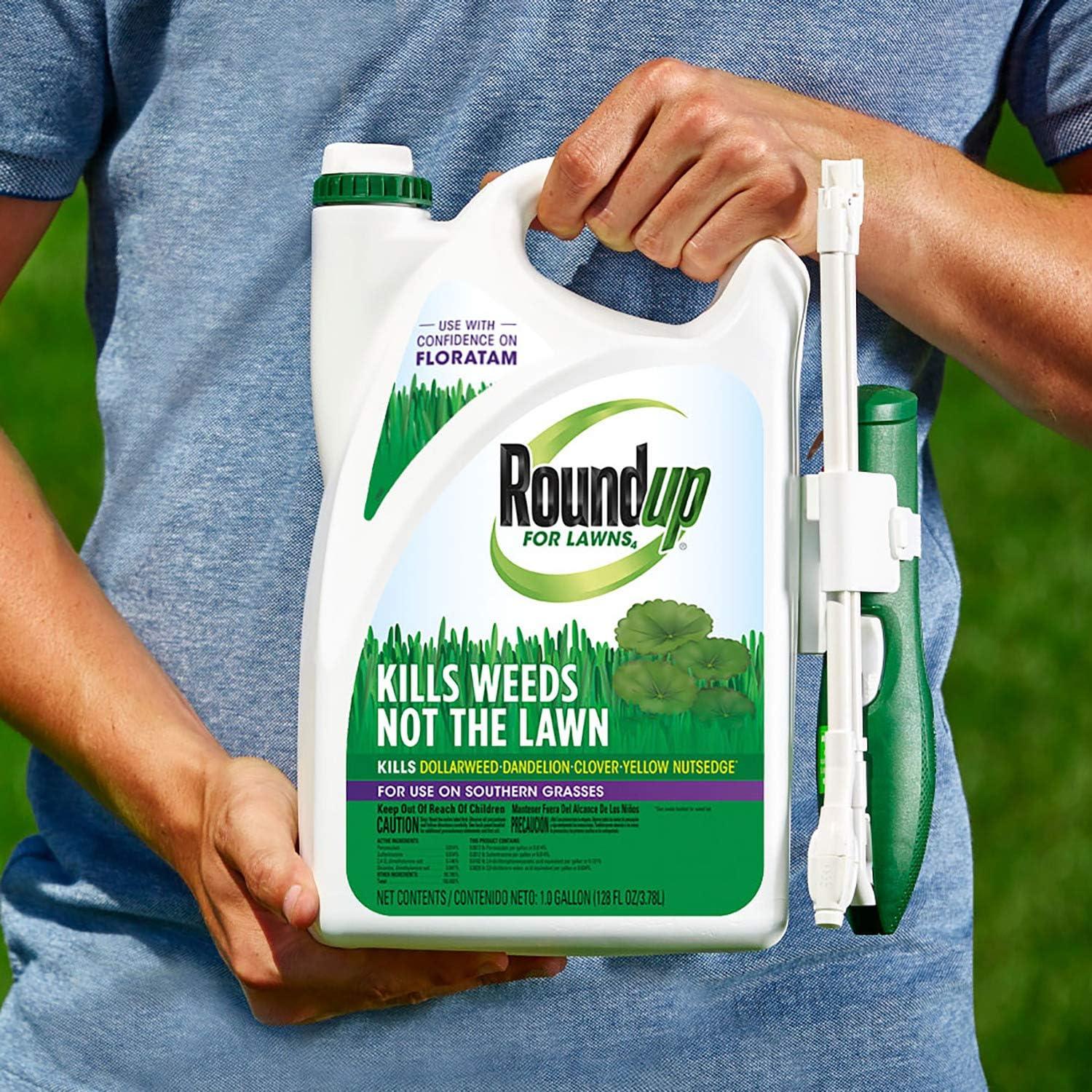 imageRoundup for Lawns4 Ready to Use  for Use on Southern Grasses for Use on Bluegrass Fescues and Perennial Ryegrass Kills Over 90 Weed Types Including Dandelion Clover and Nutsedge 1 galComfort Wand