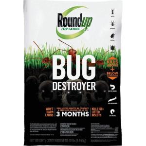 imageRoundup for Lawns Bug Destroyer  Kills Ants Spiders Fleas Grubs Ticks for up to 3 Months Use on Residential Lawns Home Perimeters Ornamental ampamp Flower Gardens Treats up to 2500 sq ft 10 lb